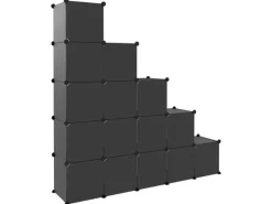 Regale Schwarz^vidaXL Regalsystem mit 15 Würfeln und Türen Schwarz PP 340554