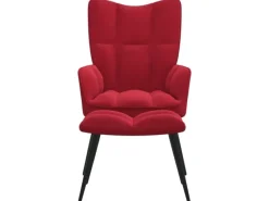 vidaXL Relaxsessel mit Hocker Weißrot Samt Modell 5
