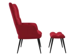 vidaXL Relaxsessel mit Hocker Weißrot Samt Modell 5