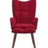 Sessel|Hocker^vidaXL Relaxsessel mit Hocker Weißrot Samt Modell 6