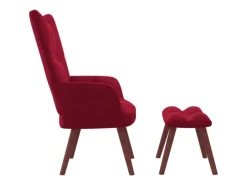 Sessel|Hocker^vidaXL Relaxsessel mit Hocker Weißrot Samt Modell 6