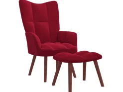 Sessel|Hocker^vidaXL Relaxsessel mit Hocker Weißrot Samt Modell 6