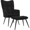 vidaXL Relaxsessel mit Hocker Schwarz Samt Modell 5