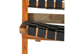 vidaXL Relaxstuhl Klappbar Geflochten Schwarz Echtleder