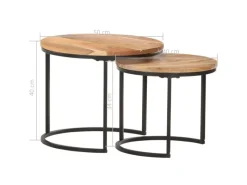 vidaXL Satztische 2 Stk. Massivholz Akazie Modell 1