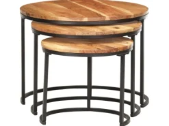 Regale Massivholz|Tische^vidaXL Satztische 3 Stk. Massivholz Akazie Modell 1