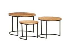 Regale Massivholz|Tische^vidaXL Satztische 3 Stk. Massivholz Akazie Modell 1