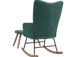Hocker^vidaXL Schaukelstuhl mit Hocker Samt Dunkelgrün