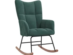 Hocker^vidaXL Schaukelstuhl mit Hocker Samt Dunkelgrün