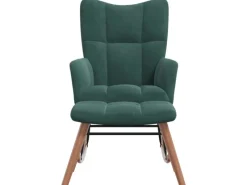Hocker^vidaXL Schaukelstuhl mit Hocker Samt Dunkelgrün