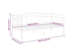 vidaXL Schlafsofa Bettgestell Weiß Metall 90x200 cm650988