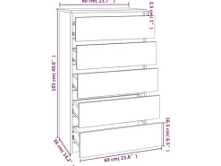 Kommode^vidaXL Schubladenschrank Weiß 60x36x103 cm Holzwerkstoff