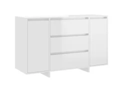 Kommode^vidaXL Sideboard 3 Schubladen Hochglanz-Weiß 120x41x75cm Holzwerkstoff 809617