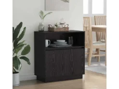 vidaXL Sideboard mit LED Schwarz Eichen-Optik 71 x 34,5 x 75 cm 869651