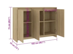 Sideboards^vidaXL Sideboard Sonoma-Eiche 102x33x75 cm Holzwerkstoff 809776