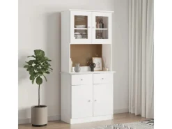 Vitrinen^vidaXL Sideboard-Aufsatz ALTA 77x30x92 cm Massivholz Kiefer 353946