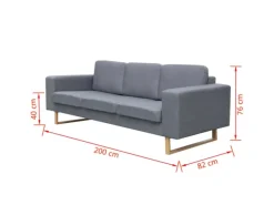Sofas^vidaXL 3-Sitzer Sofa Stoff Hellgrau