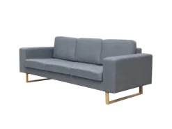Sofas^vidaXL 3-Sitzer Sofa Stoff Hellgrau