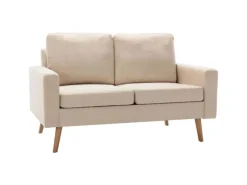 Sofas^vidaXL 2-Sitzer-Sofa Creme Stoff