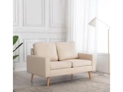 Sofas^vidaXL 2-Sitzer-Sofa Creme Stoff