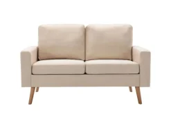 Sofas^vidaXL 2-Sitzer-Sofa Creme Stoff