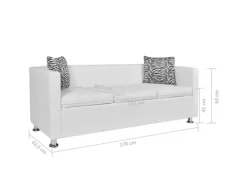 Sofas^vidaXL 3-Sitzer-Sofa Kunstleder Weiß