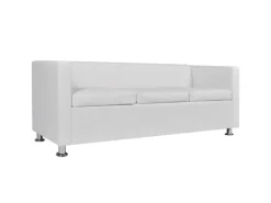 Sofas^vidaXL 3-Sitzer-Sofa Kunstleder Weiß