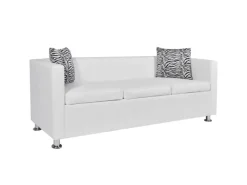 Sofas^vidaXL 3-Sitzer-Sofa Kunstleder Weiß