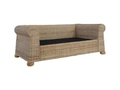 vidaXL 2-Sitzer-Sofa mit Kissen Natur Rattan