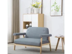 Sofas^vidaXL 2-Sitzer-Sofa Stoff Hellgrau