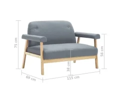 Sofas^vidaXL 2-Sitzer-Sofa Stoff Hellgrau