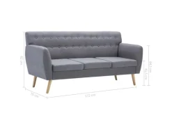 Sofas^vidaXL 3-Sitzer-Sofa Stoff 172x70x82 cm Hellgrau