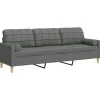 Sofas^vidaXL Sofa 3-Sitzer mit Zierkissen Dunkelgrau 210 cm Stoff 2158386