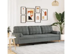 Sofas^vidaXL Sofa 3-Sitzer mit Zierkissen Dunkelgrau 210 cm Stoff 2158386