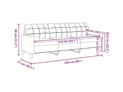 Sofas^vidaXL Sofa 3-Sitzer mit Zierkissen Dunkelgrau 210 cm Stoff 2158386