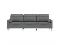 Sofas^vidaXL Sofa 3-Sitzer mit Zierkissen Dunkelgrau 210 cm Stoff 2158386