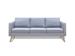 vidaXL Sofa 3-Sitzer Stoff Hellgrau