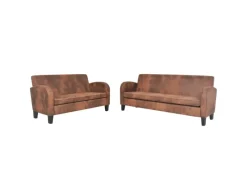 Sofas^vidaXL Sofa-Set 2-Tlg Kunstleder in Wildleder-Optik Braun