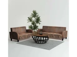 Sofas^vidaXL Sofa-Set 2-Tlg Kunstleder in Wildleder-Optik Braun
