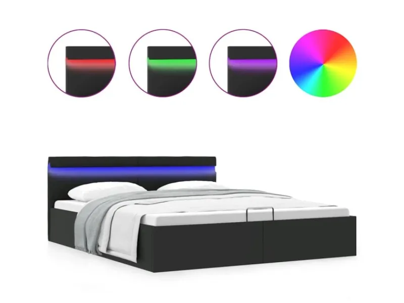 Betten^vidaXL Stauraumbett Hydraulisch mit LED Kunstleder 180x200 cm 285545