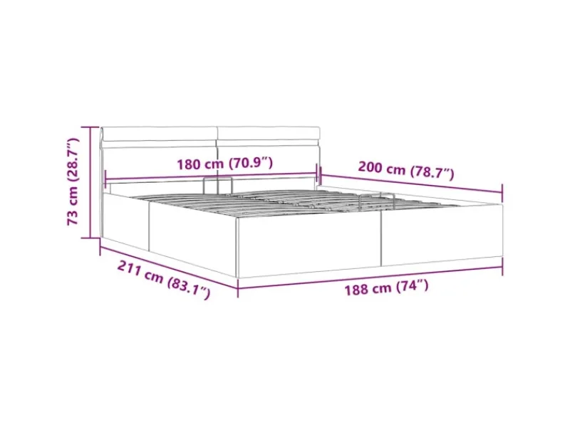 Betten^vidaXL Stauraumbett Hydraulisch mit LED Kunstleder 180x200 cm 285545