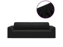 Sessel^vidaXL Stretch Sofahusse 3-Sitzer Schwarz Polyester-Jersey