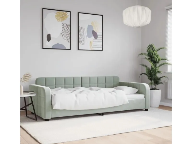 Betten^vidaXL Tagesbett Hellgrau 90x200 cm Samt1851836