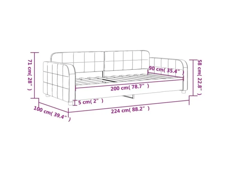 Sofas^vidaXL Tagesbett Schwarz 90x200 cm Samt1846413