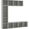 Wohnwände^vidaXL 3-tlg. Bücher-/TV-Schrank Set Betongrau 180x30x180 cm