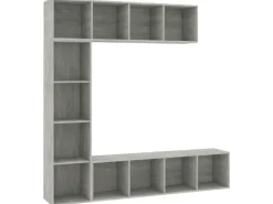 Wohnwände^vidaXL 3-tlg. Bücher-/TV-Schrank Set Betongrau 180x30x180 cm