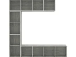 Wohnwände^vidaXL 3-tlg. Bücher-/TV-Schrank Set Betongrau 180x30x180 cm