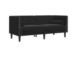 vidaXL 2-Tlg Chesterfield-Sofa-Set mit Nackenrollen Schwarz Samt 2144864