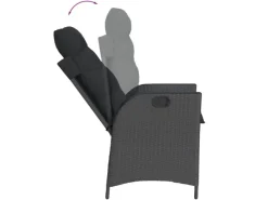 vidaXL 9-tlg Garten-Essgruppe mit Kissen Schwarz Poly Rattan Modell 98