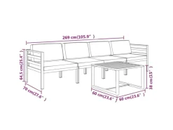 Sofas^vidaXL 5-tlg Garten-Lounge-Set mit Kissen Aluminium Anthrazit Modell 2